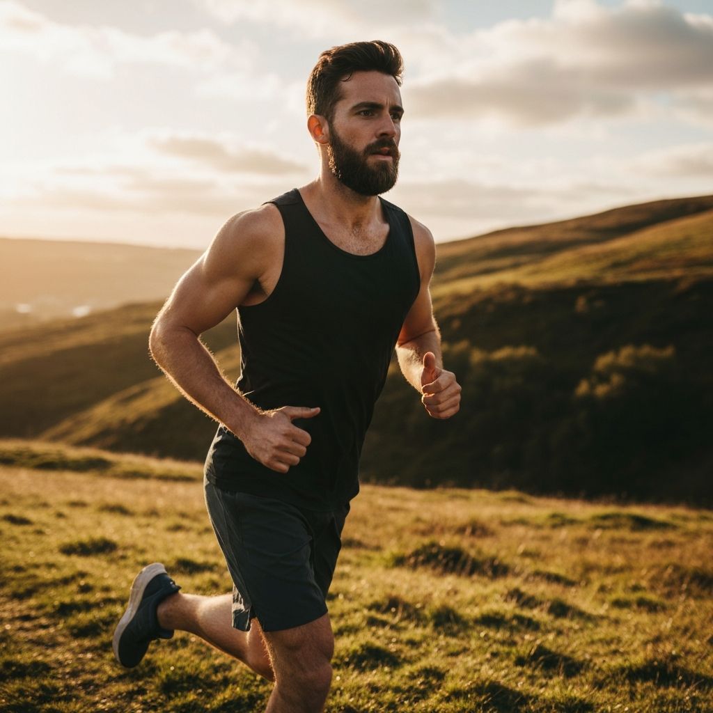 Muškarac trči na otvorenom za kardiovaskularnu kondiciju